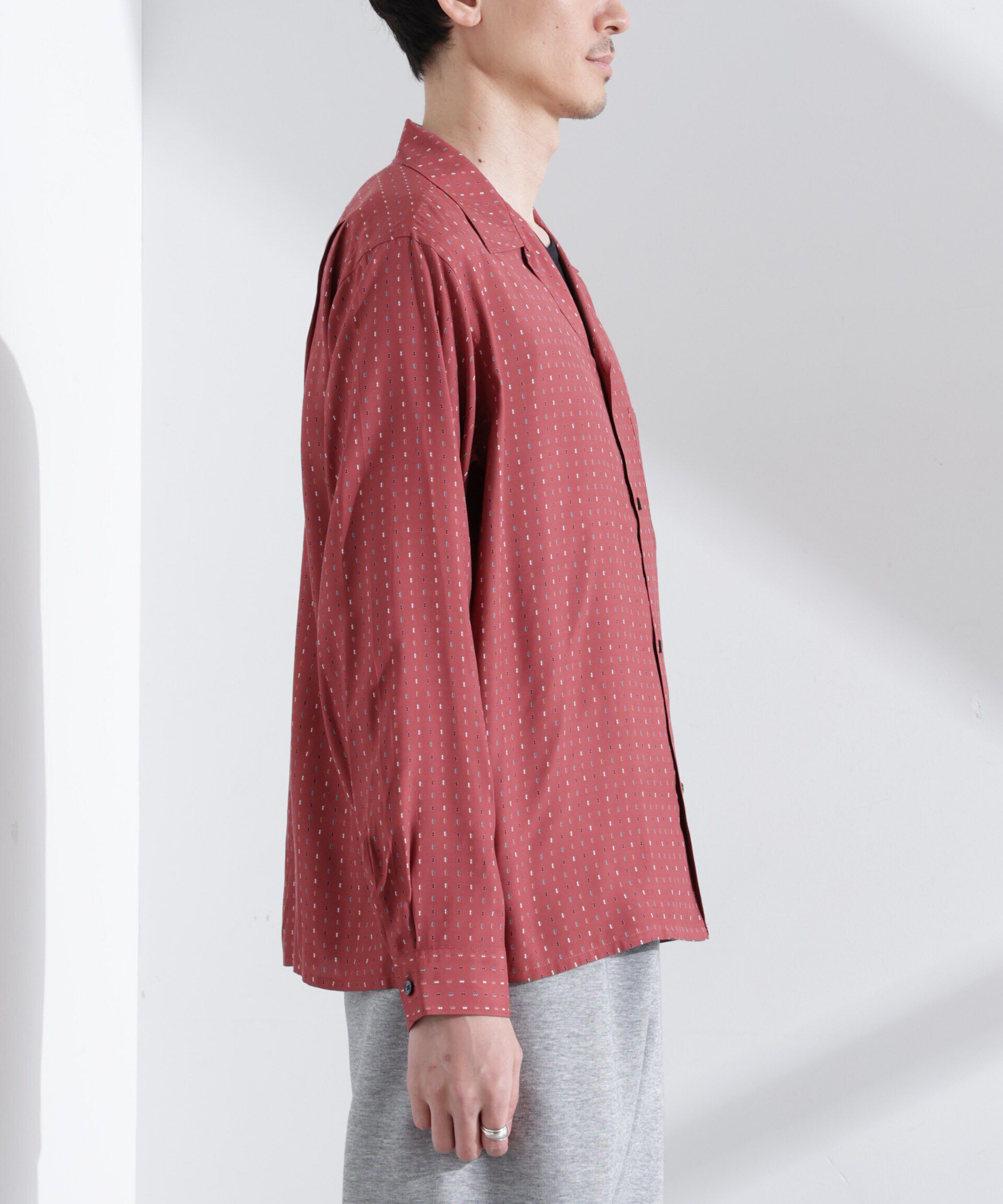  「小紋オープンカラーシャツ　長袖」|シャツ・ブラウス|