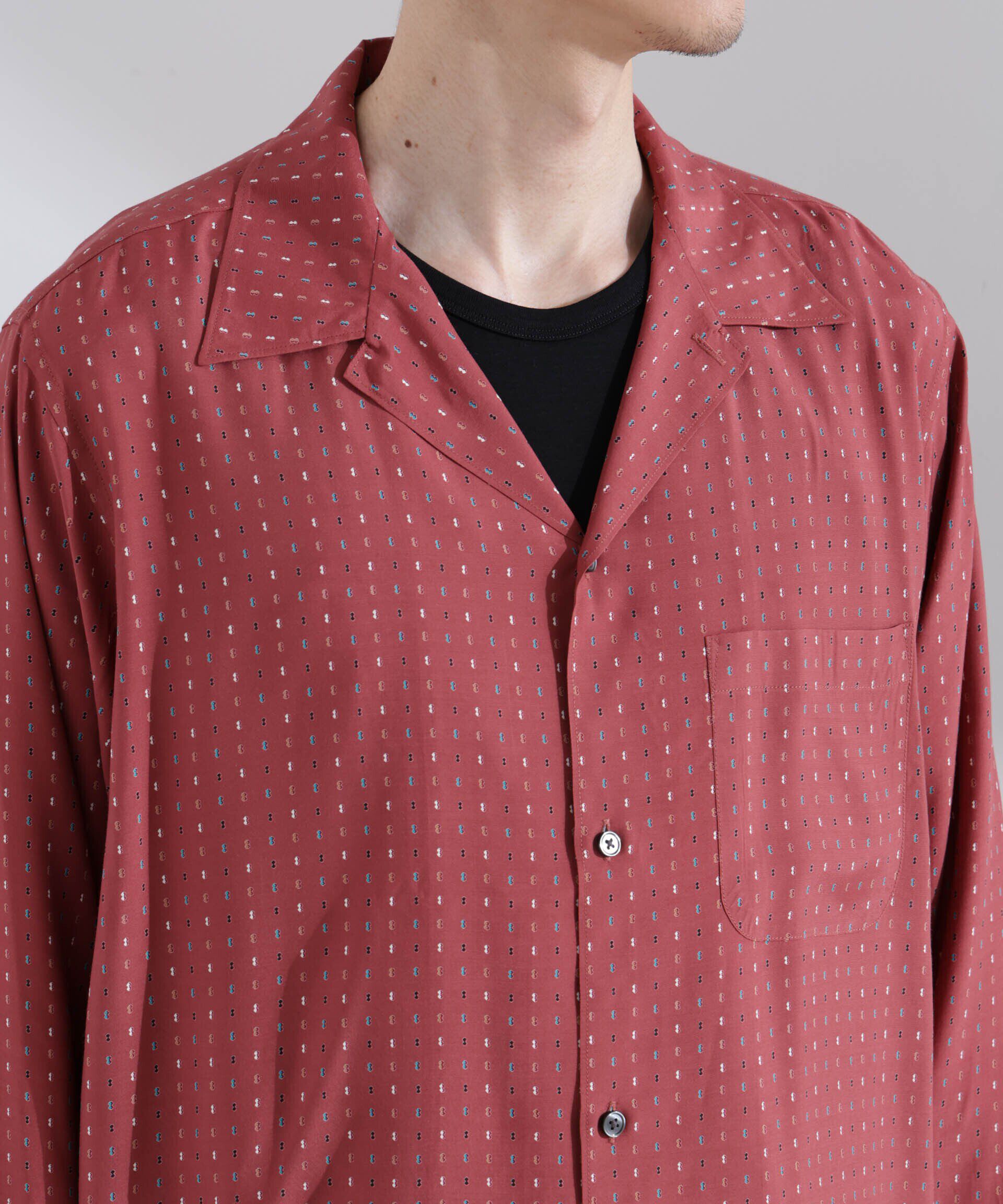  「小紋オープンカラーシャツ　長袖」|シャツ・ブラウス|