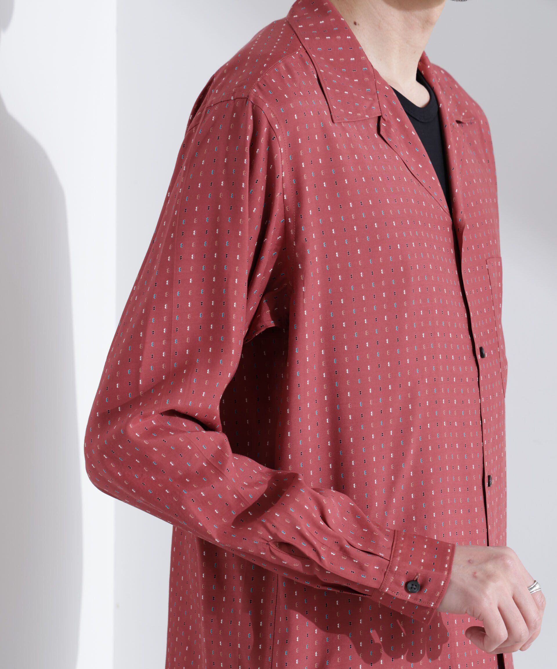  「小紋オープンカラーシャツ　長袖」|シャツ・ブラウス|