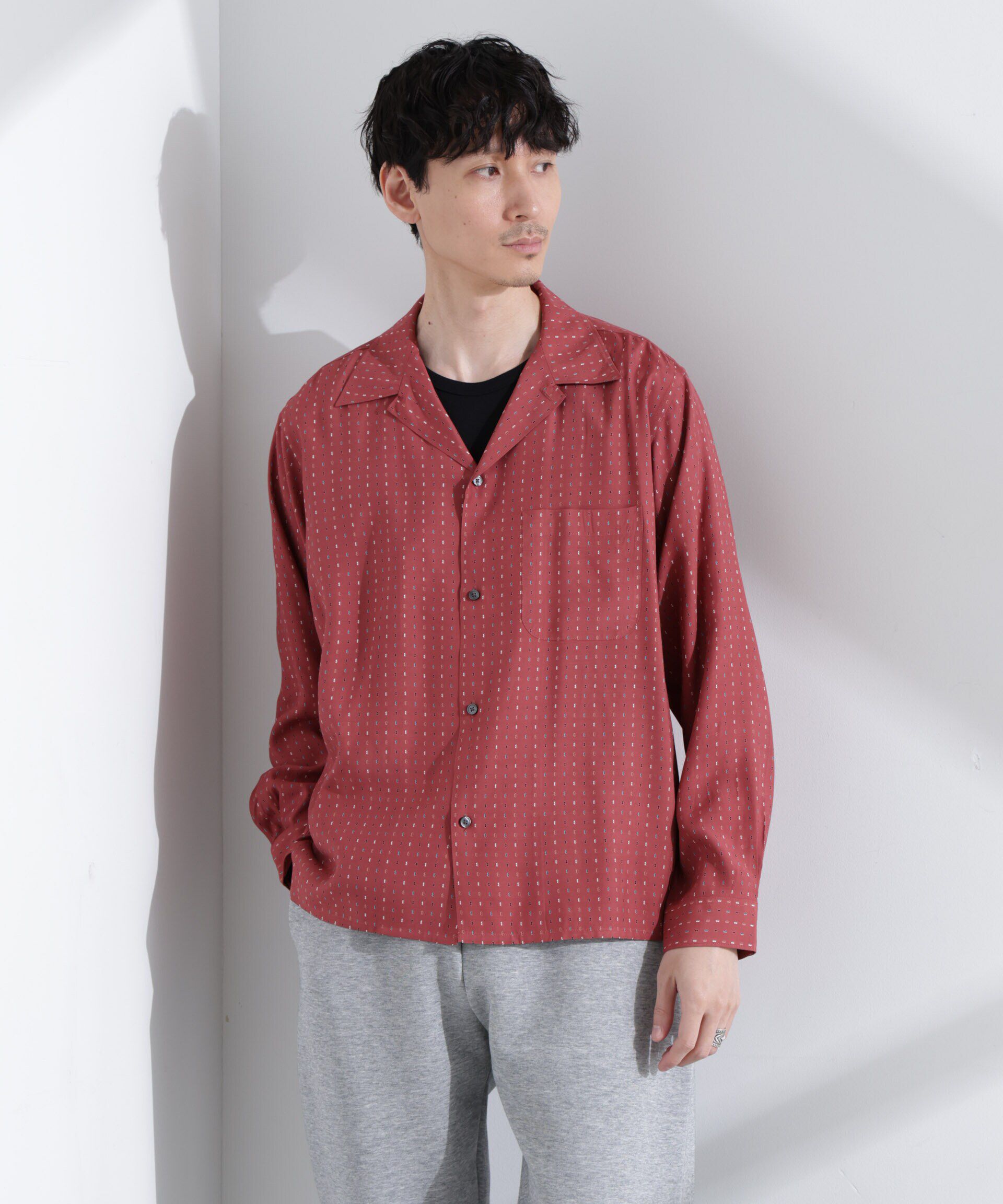  「小紋オープンカラーシャツ　長袖」|シャツ・ブラウス|