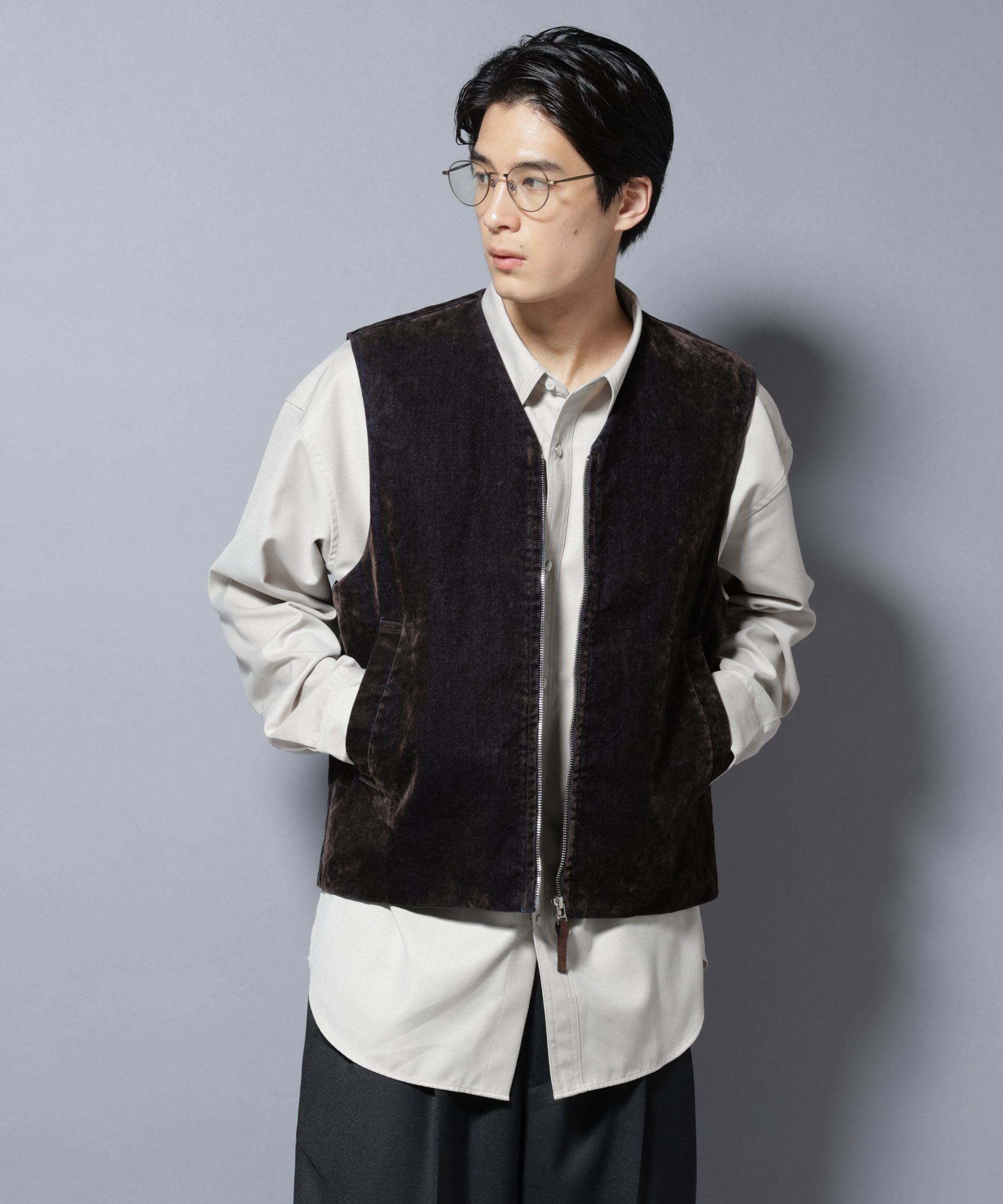 nano･universe「フロッキーデニム  ZIPベスト 」|ダウンベスト・ベスト|