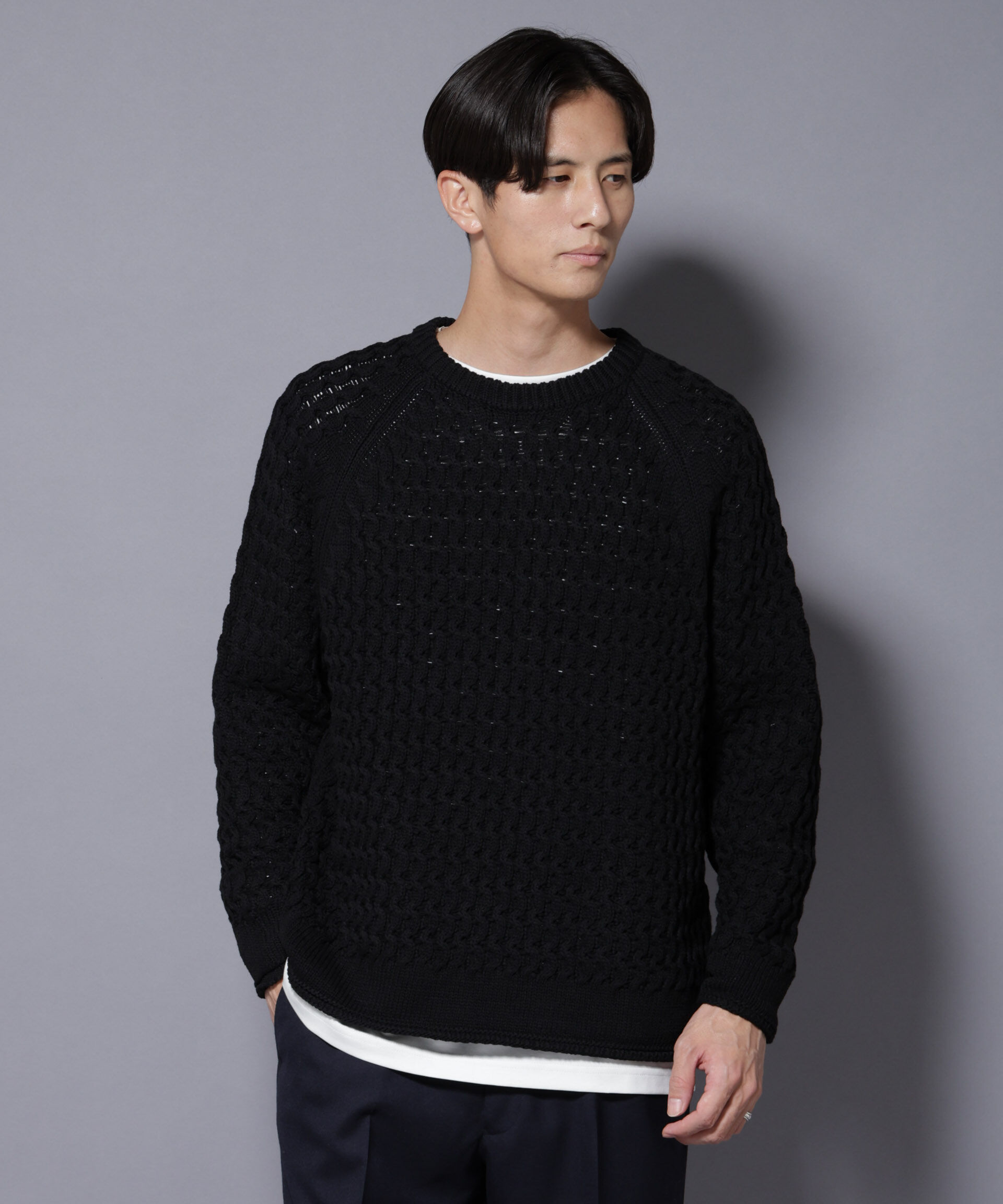 nano･universe「ヴァーグケーブルラグランニット」|ニット・セーター|