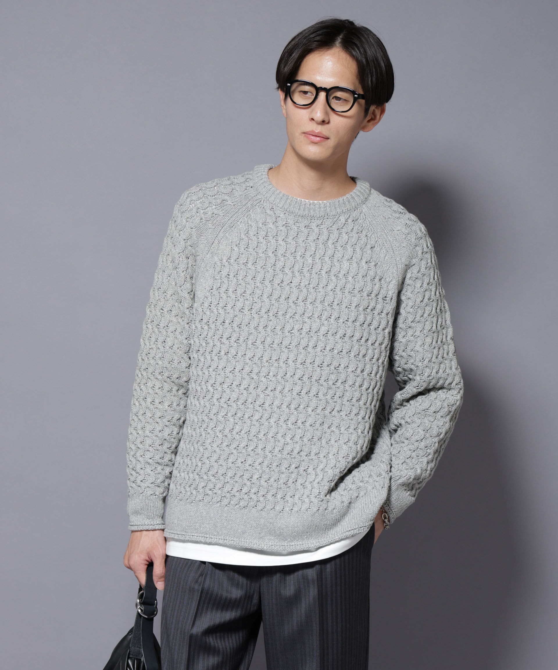 nano･universe「ヴァーグケーブルラグランニット」|ニット・セーター|