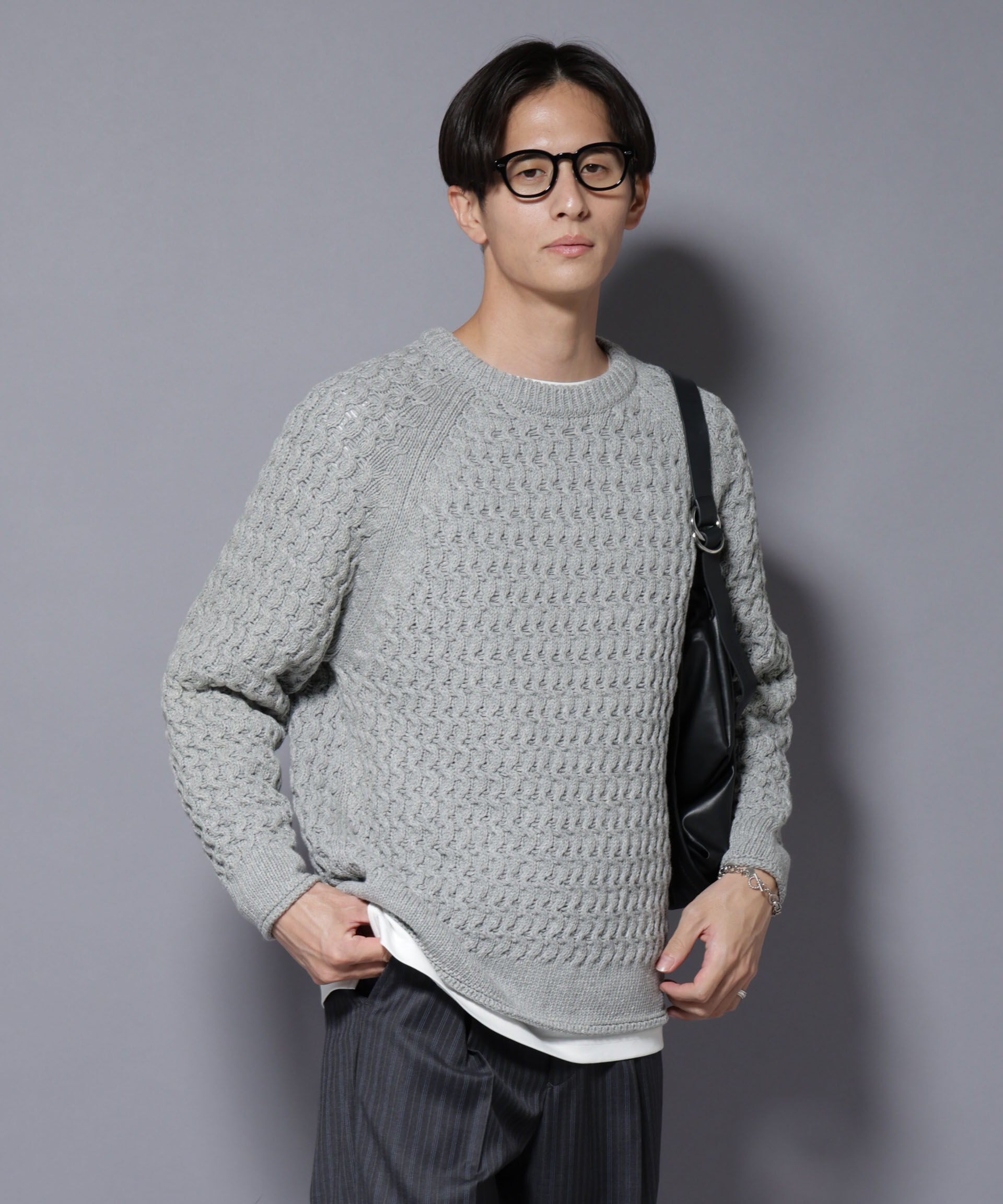 nano･universe「ヴァーグケーブルラグランニット」|ニット・セーター|