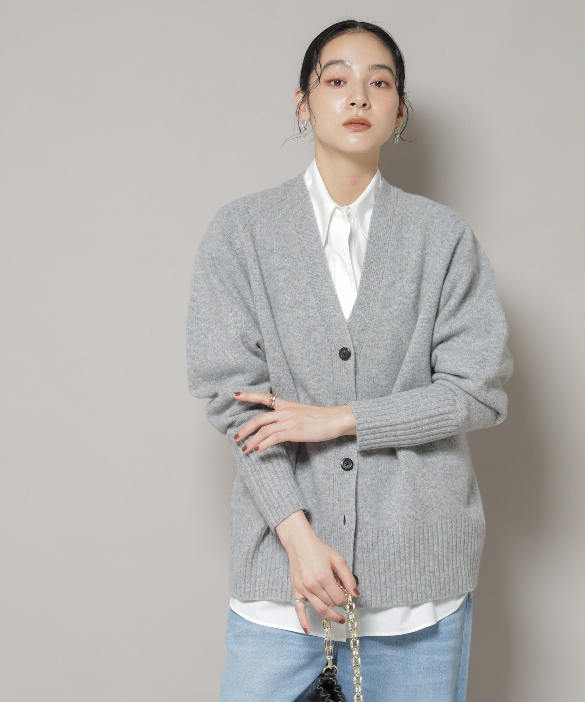 AQUAウールカシミヤVネックカーディガン（nano・universe）｜ルミネの