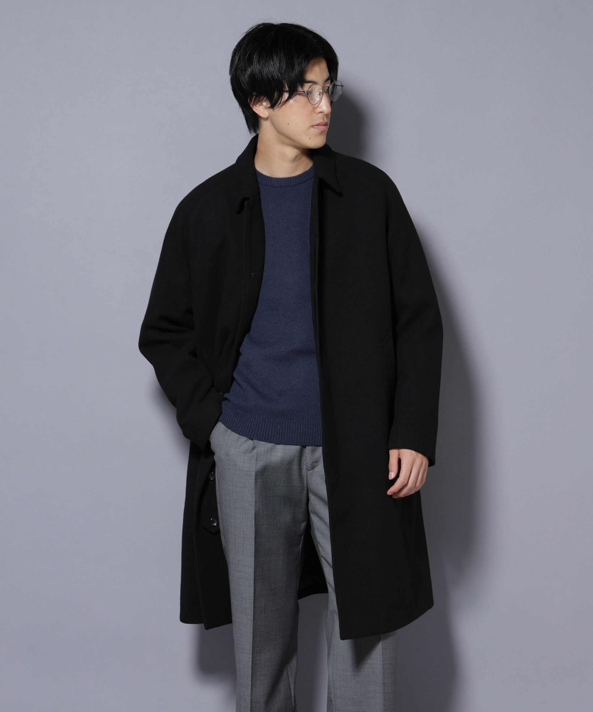 nano･universe「テックメルトンステンカラーコート」|その他|ブラック