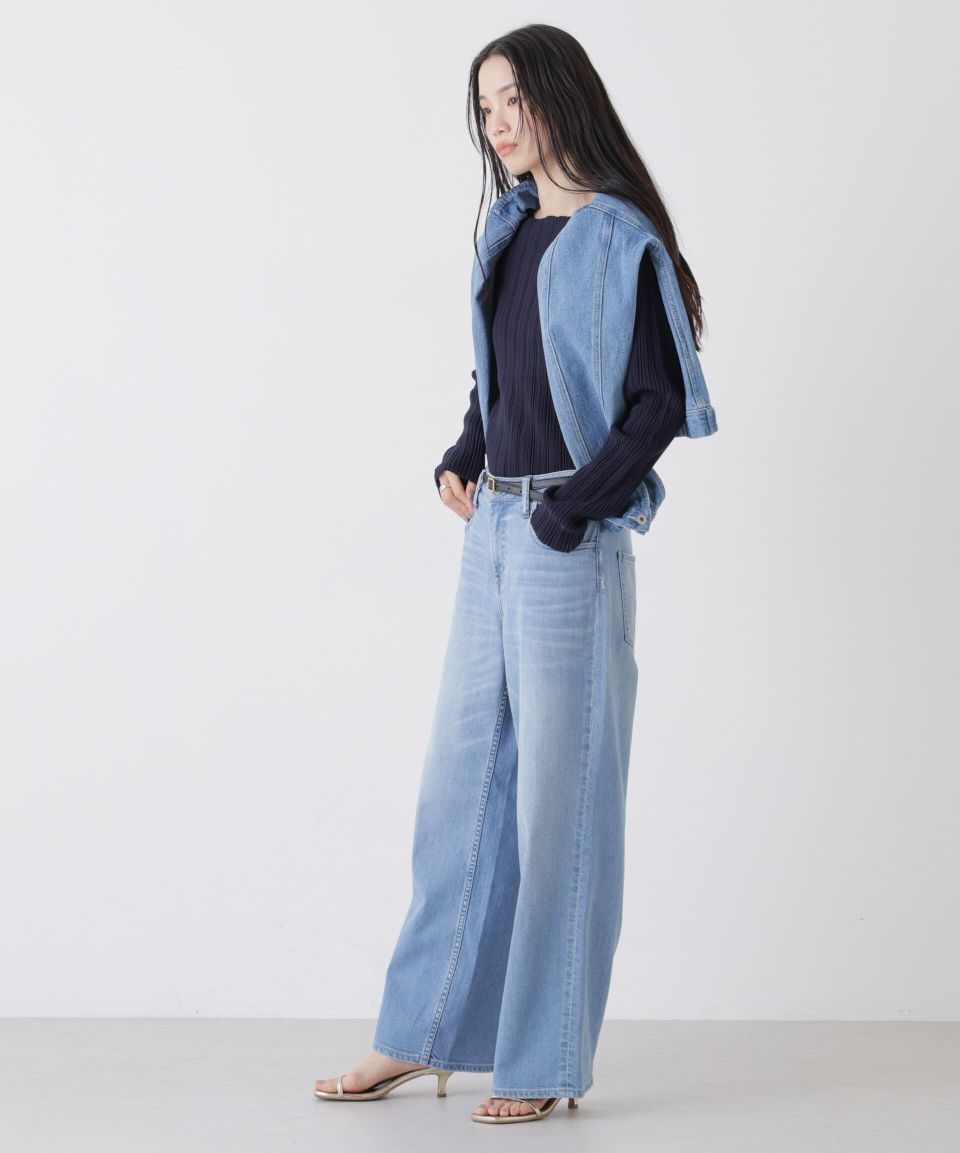 nano･universe「プリーツニットボートネックトップス(セットアップ可)」|ニット・セーター|