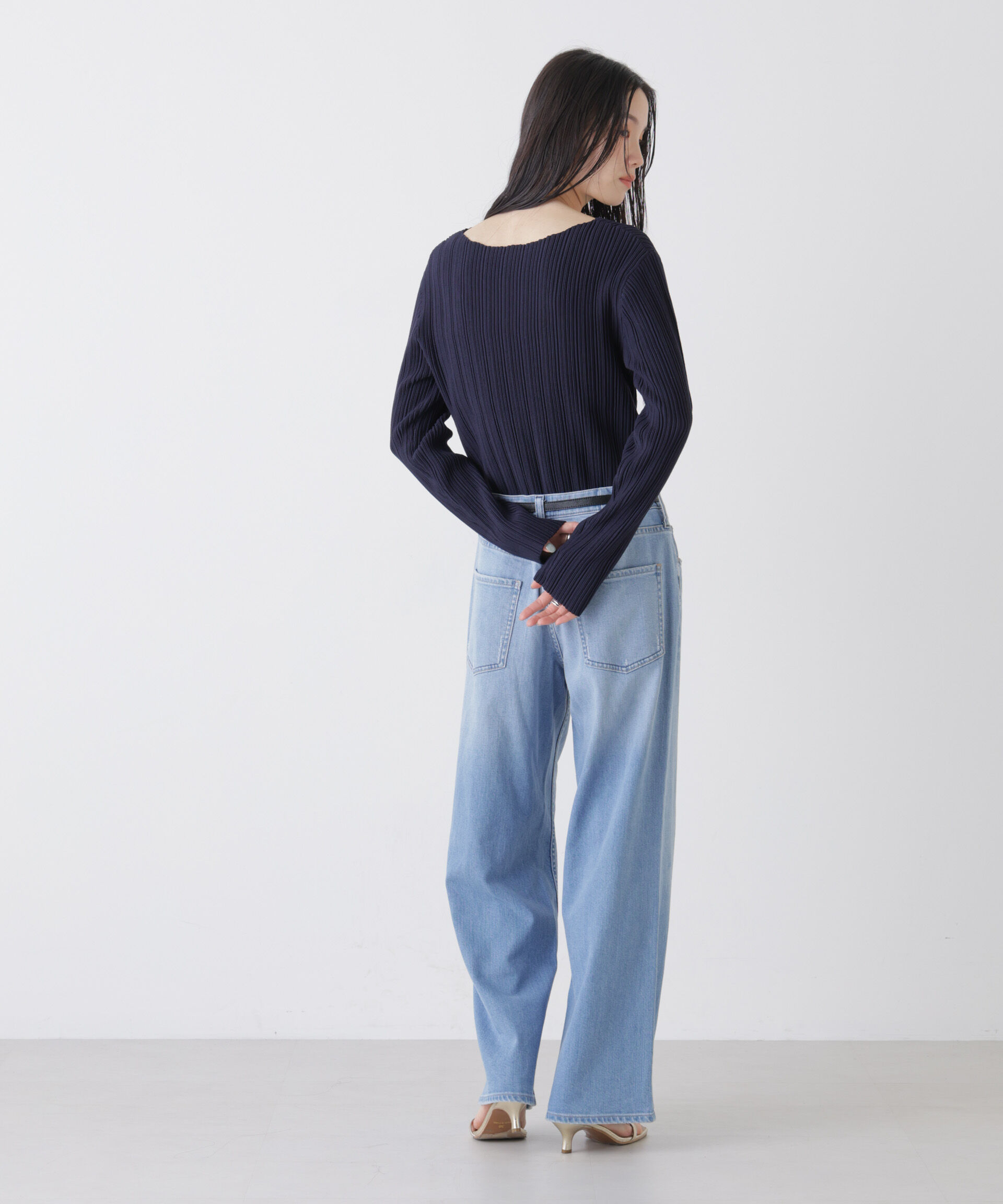 nano･universe「プリーツニットボートネックトップス(セットアップ可)」|ニット・セーター|