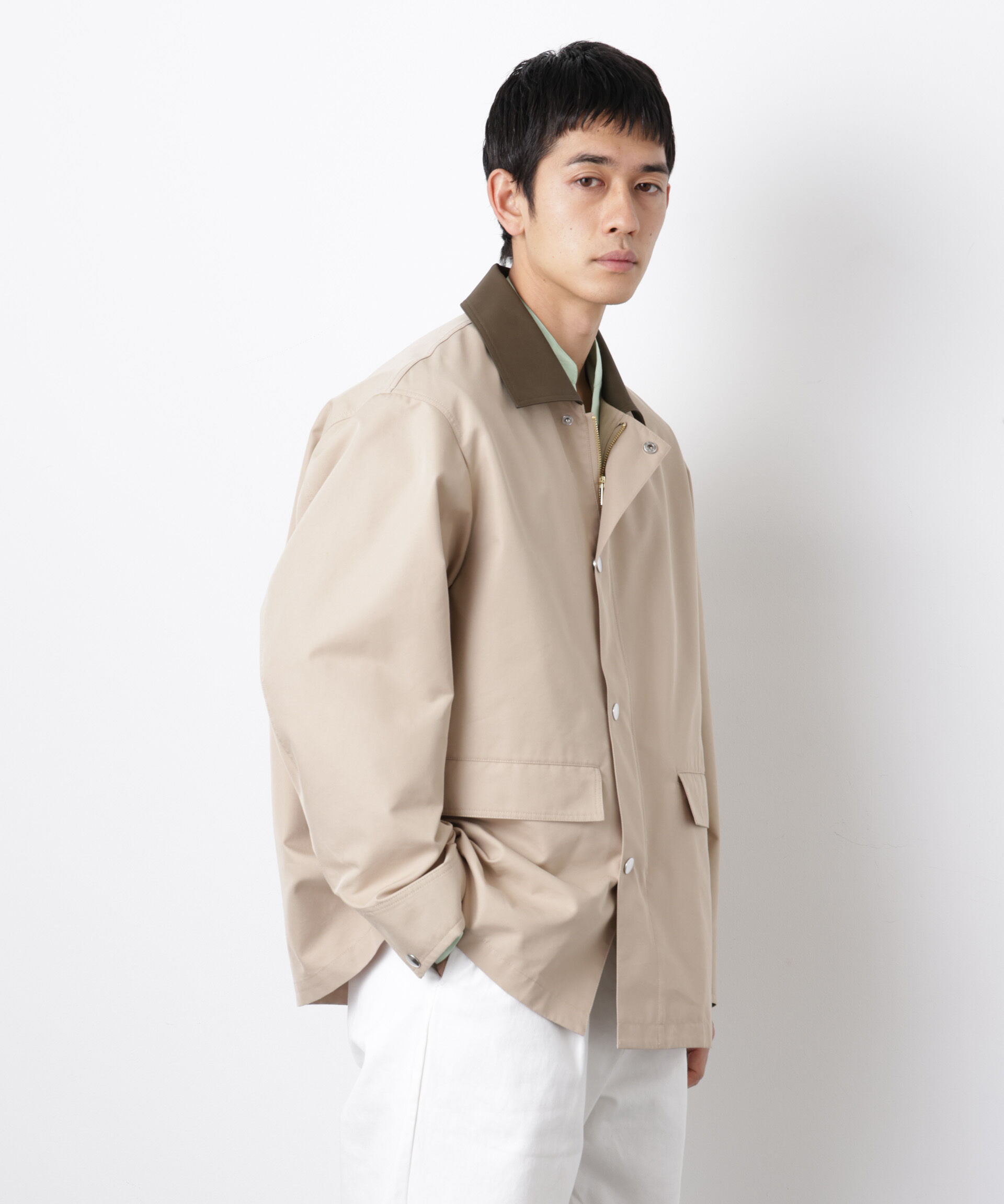 nano･universe「オーバージャケット「WARP PRINT」ライニング/撥水」|その他|ベージュ