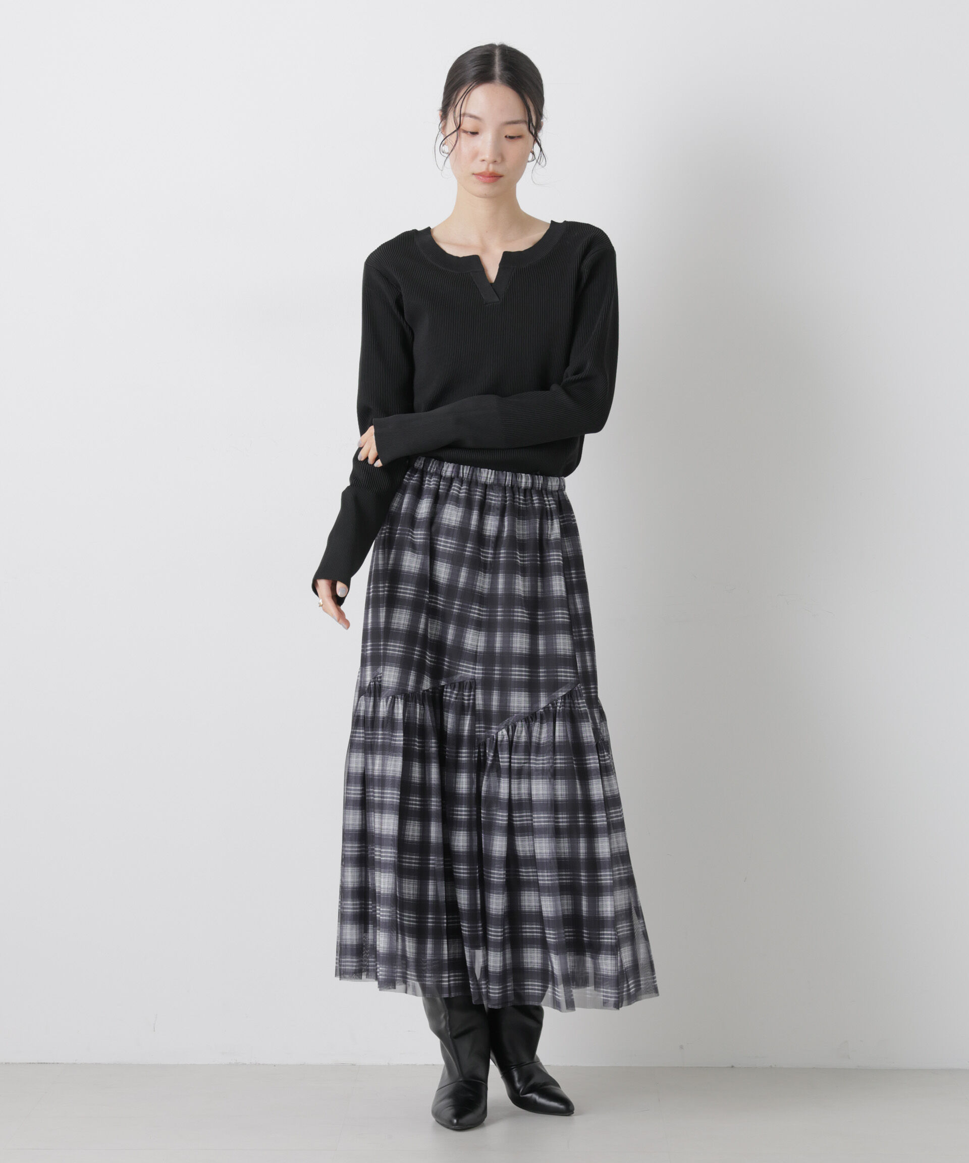 nano･universe「洗濯機洗い可スポンディッシュニット前後2wayトップス」|ニット・セーター|