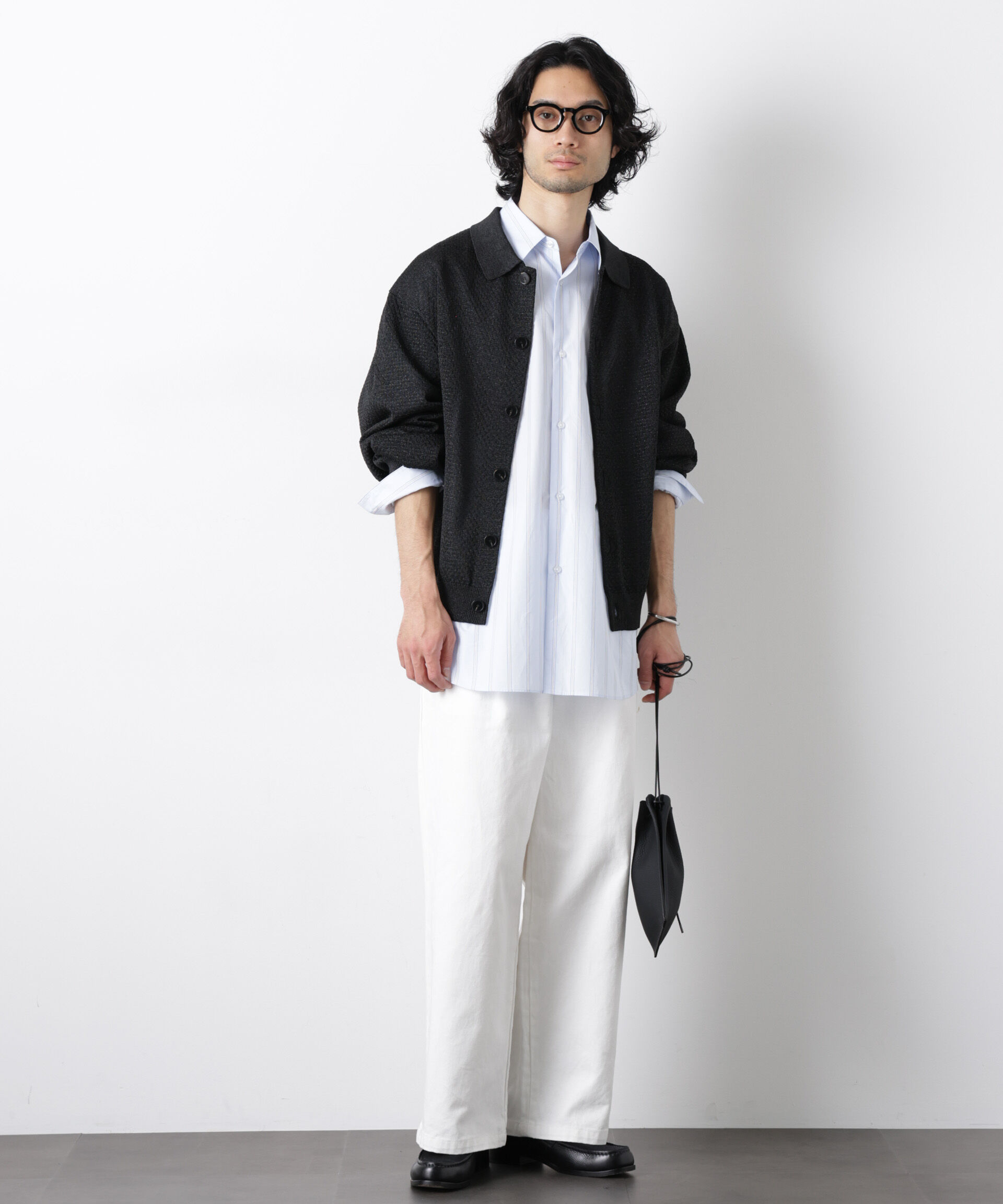 nano･universe「ギマポロカラーニットジャケット」|ニット・セーター|