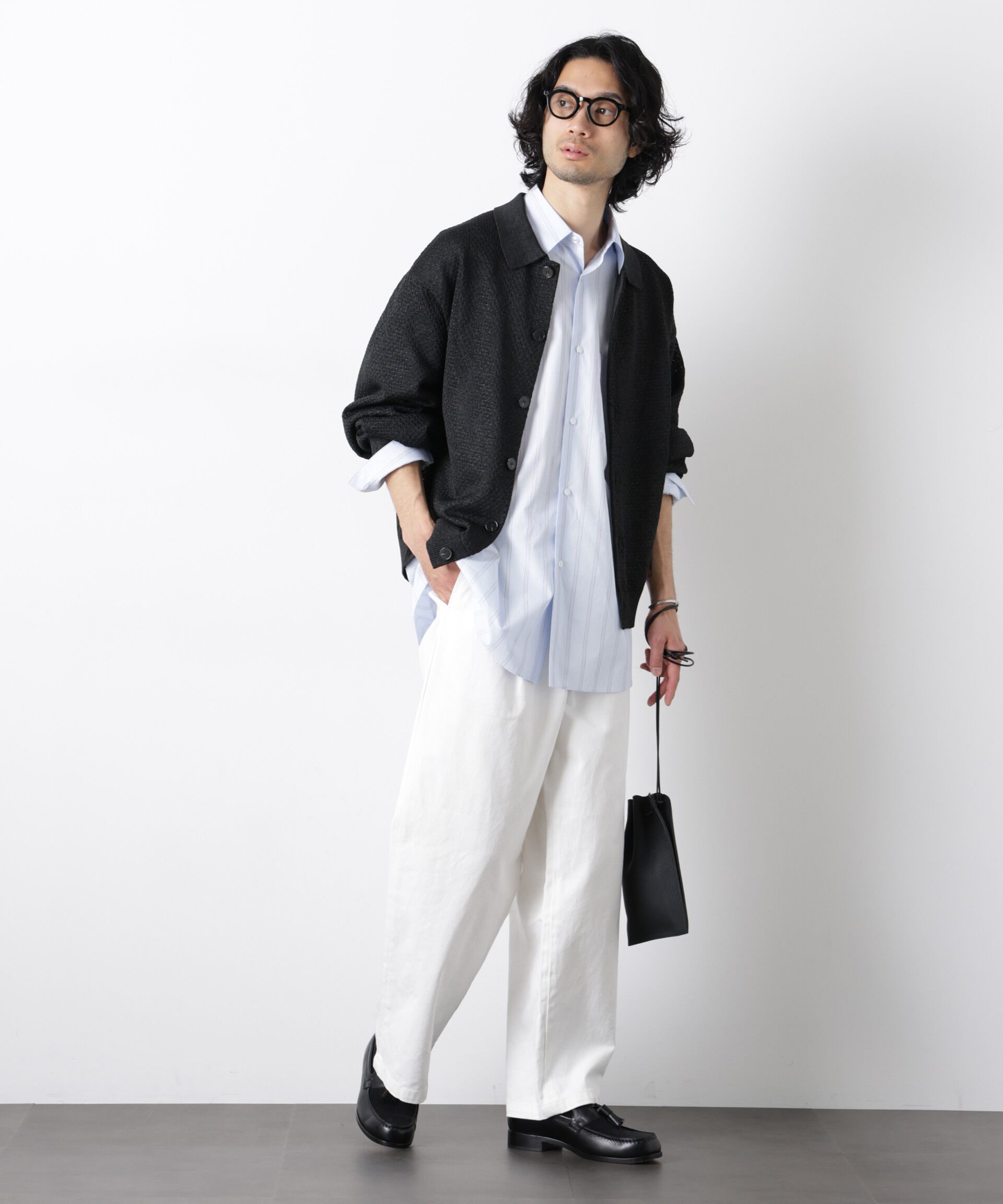 nano･universe「ギマポロカラーニットジャケット」|ニット・セーター|