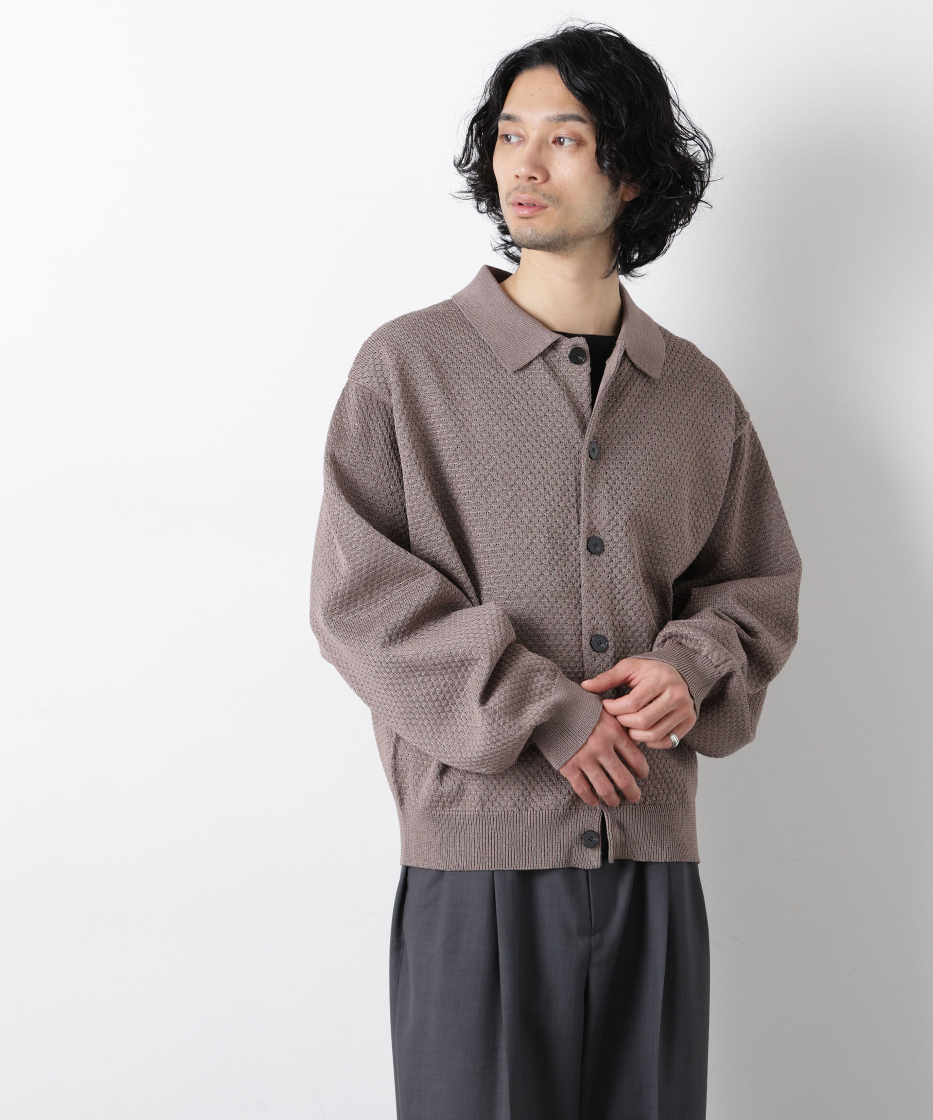 nano･universe「ギマポロカラーニットジャケット」|ニット・セーター|