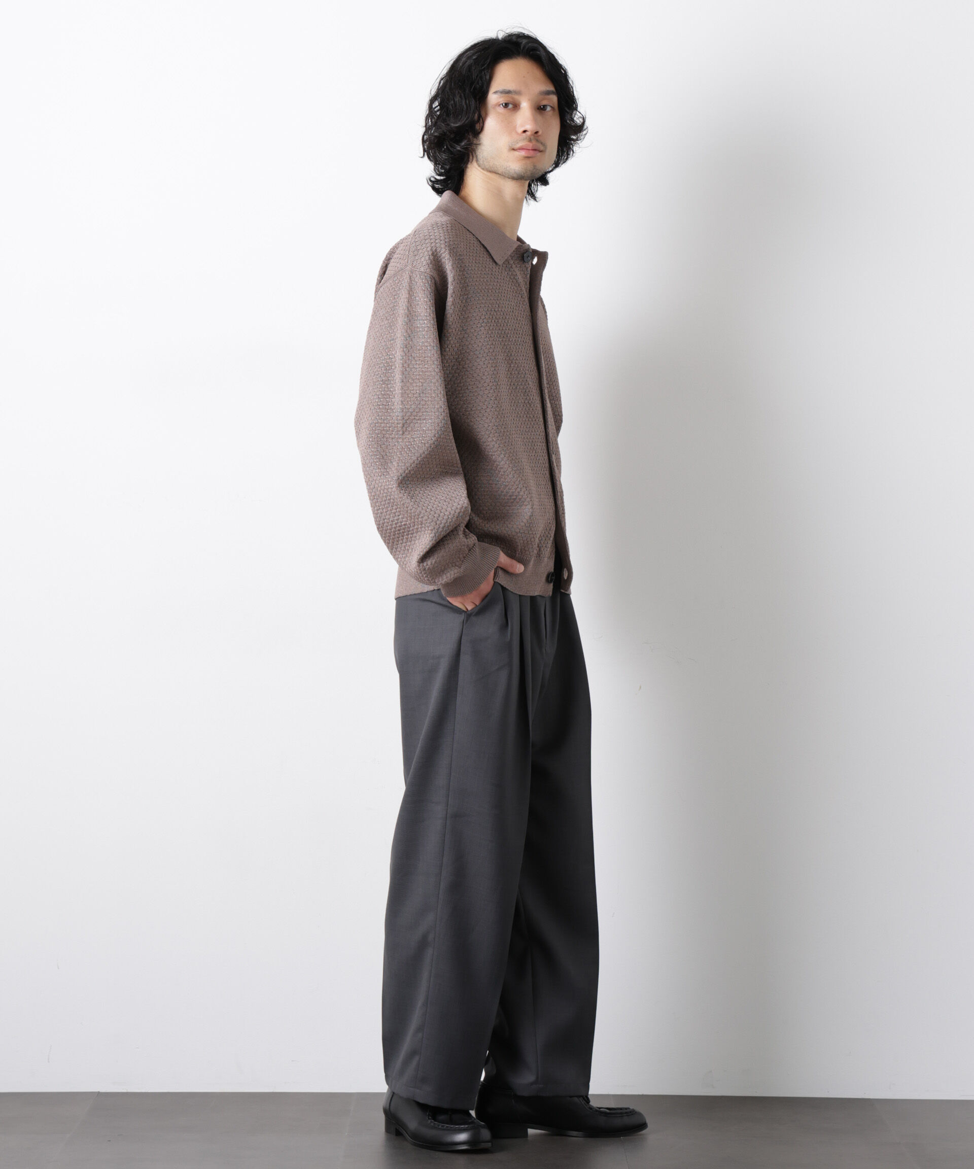 nano･universe「ギマポロカラーニットジャケット」|ニット・セーター|