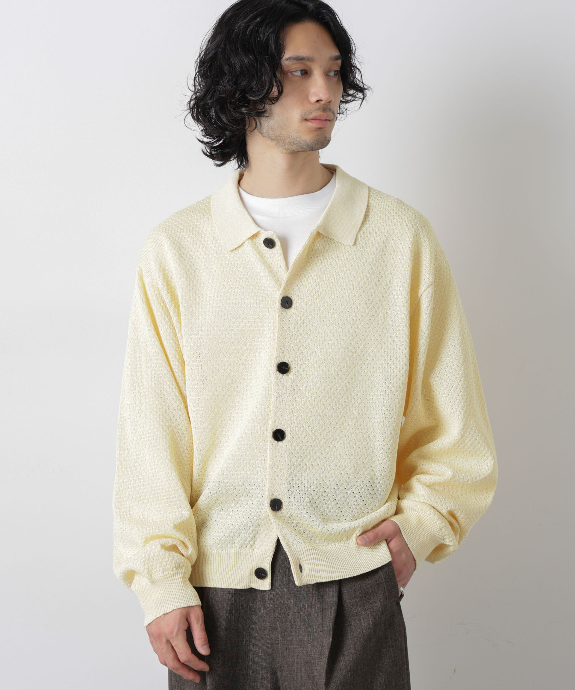 nano･universe「ギマポロカラーニットジャケット」|ニット・セーター|