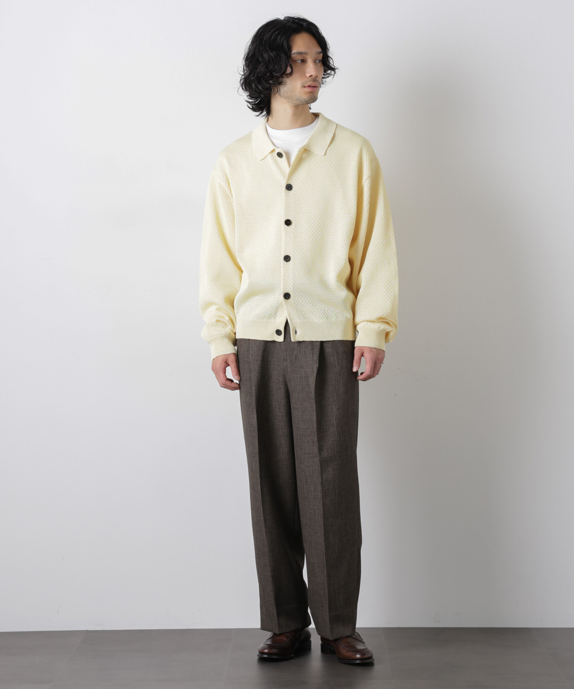 nano･universe「ギマポロカラーニットジャケット」|ニット・セーター|