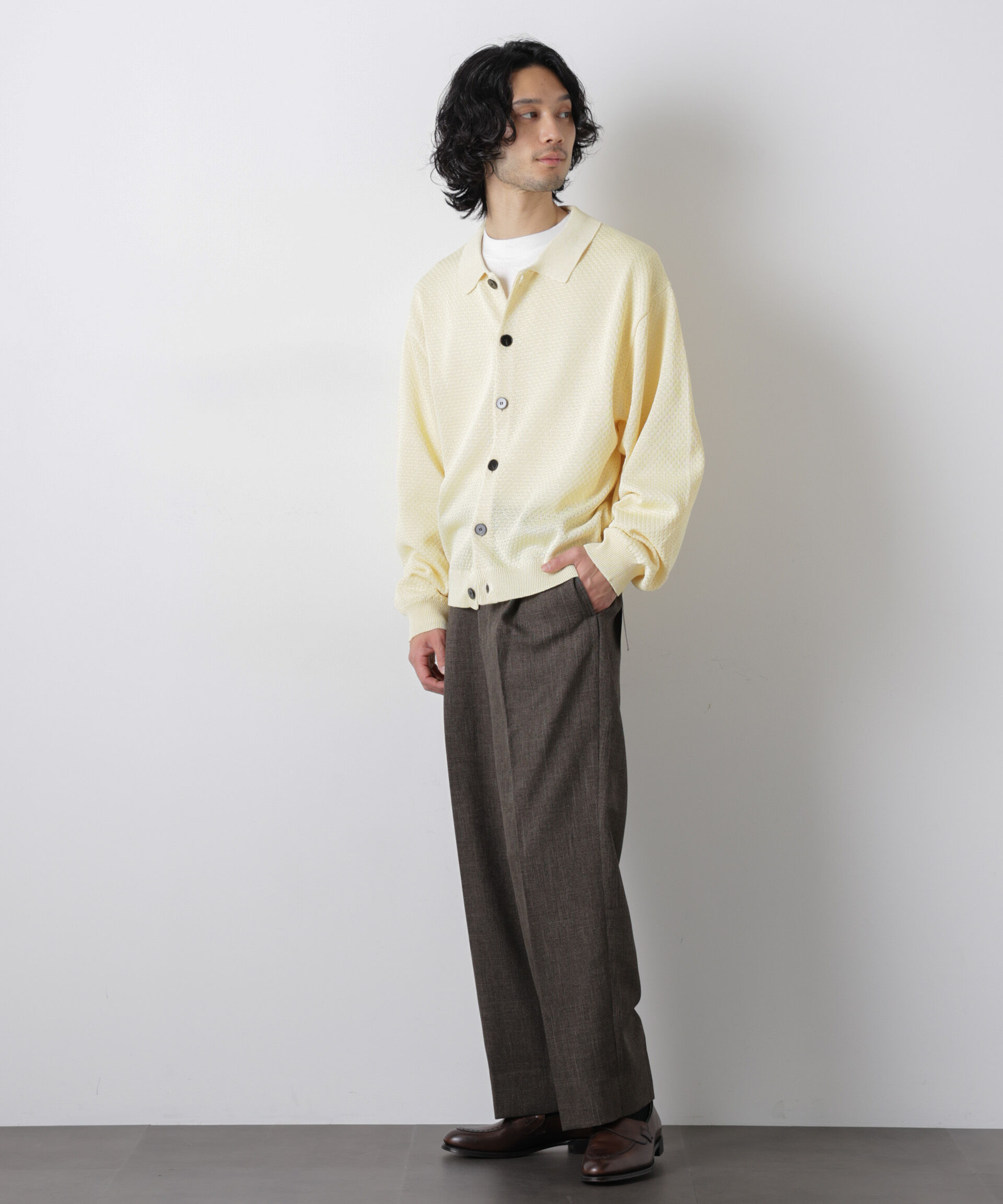 nano･universe「ギマポロカラーニットジャケット」|ニット・セーター|