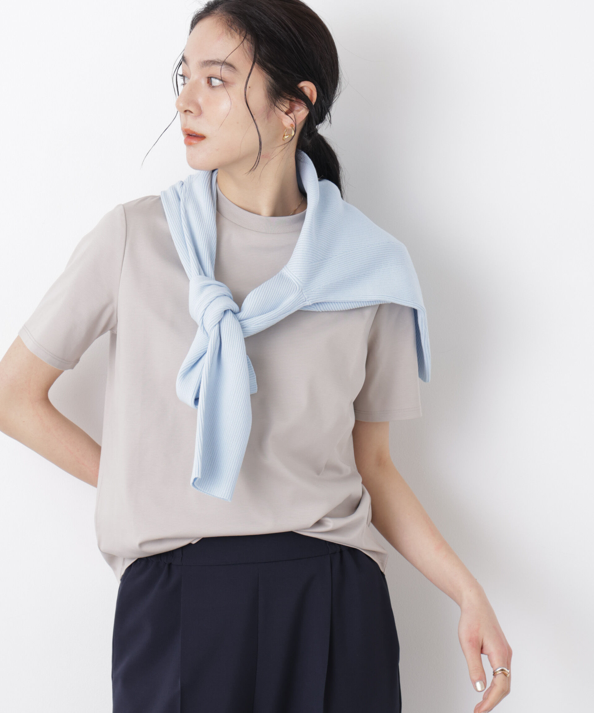 nano･universe「DressT/シルケットスムースモックネックTシャツ」|Tシャツ・カットソー|