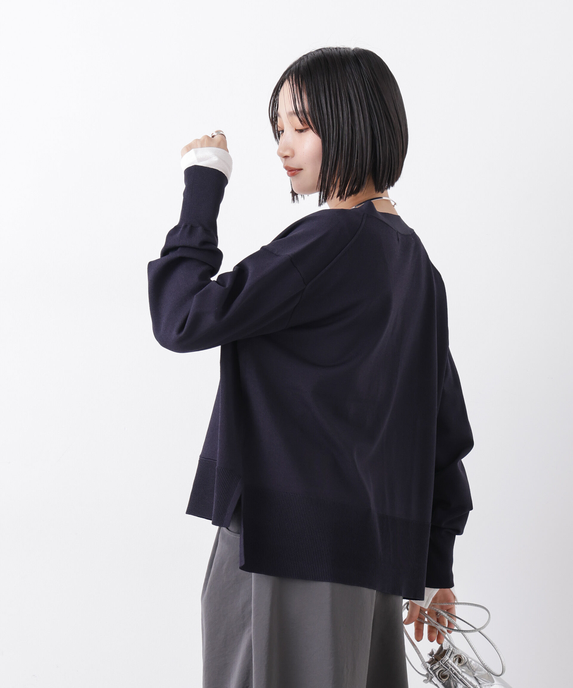 nano･universe「洗濯機洗い可UVカット接触冷感Vネックカーディガン」|ニット・セーター|