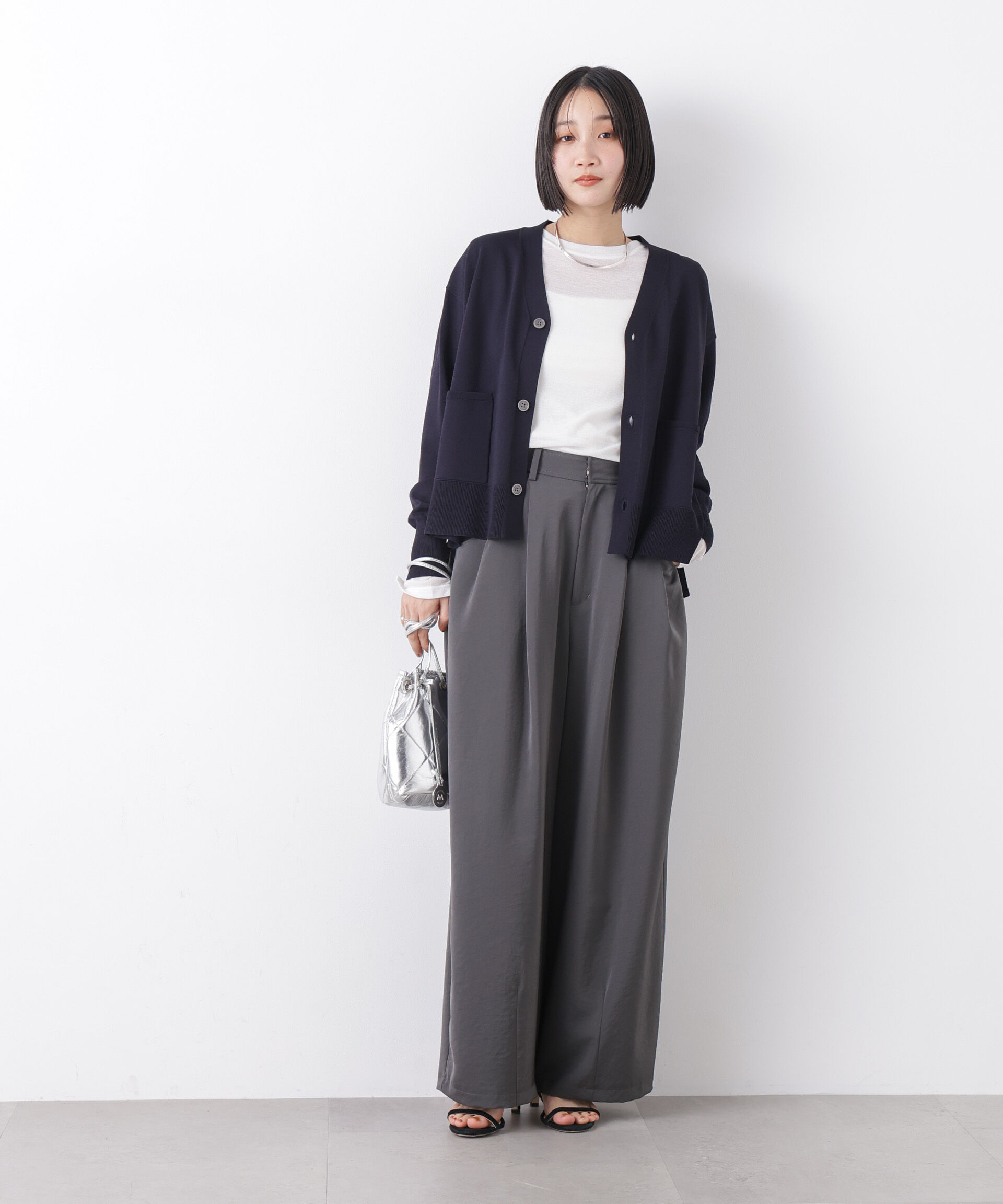 nano･universe「洗濯機洗い可UVカット接触冷感Vネックカーディガン」|ニット・セーター|