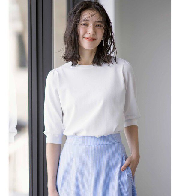 組曲「【UVケア・接触冷感】MINA 6分袖ニットプルオーバー」|ニット・セーター|