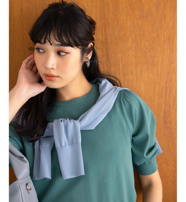 組曲「【UVケア・接触冷感】MINA 6分袖ニットプルオーバー」|ニット・セーター|ｸﾘｰﾑｸﾞ