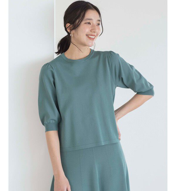 組曲「【UVケア・接触冷感】MINA 6分袖ニットプルオーバー」|ニット・セーター|