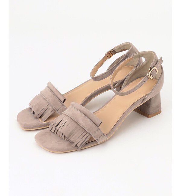 組曲「フリンジチャンキーヒールサンダル」|サンダル|ベージュ系