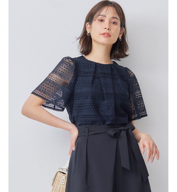 組曲「ボーダーレース ブラウス」|Tシャツ・カットソー|ネイビー系