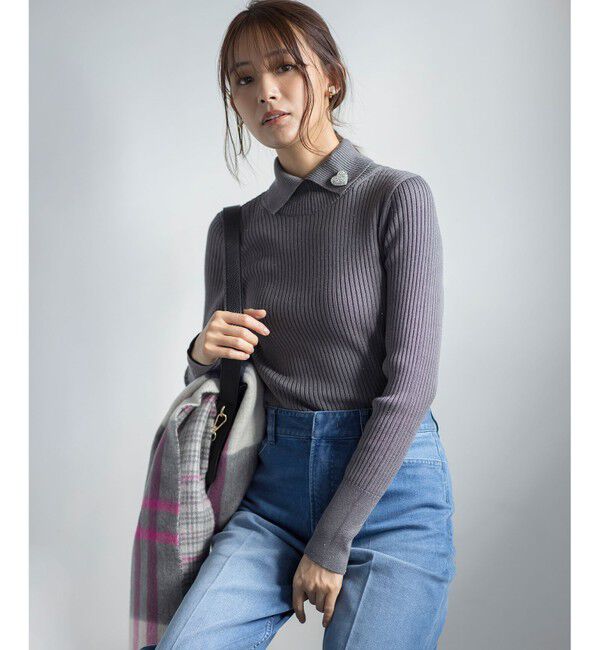 組曲「【前後着用・手洗い可】ELENAスパンコール襟デザイン ニット」|ニット・セーター|