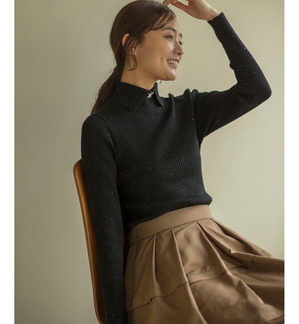 組曲「【前後着用・手洗い可】ELENAスパンコール襟デザイン ニット」|ニット・セーター|