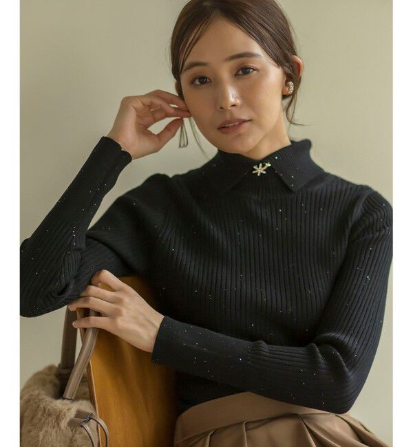 組曲「【前後着用・手洗い可】ELENAスパンコール襟デザイン ニット」|ニット・セーター|