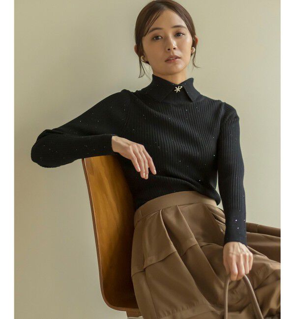 組曲「【前後着用・手洗い可】ELENAスパンコール襟デザイン ニット」|ニット・セーター|