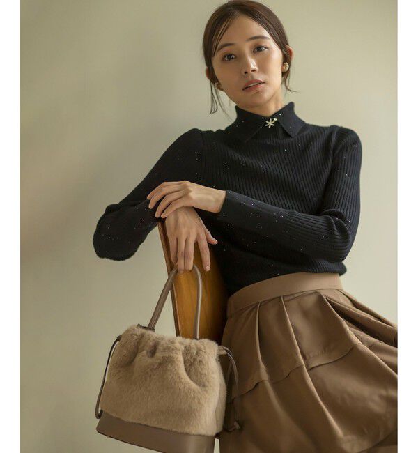 組曲「【前後着用・手洗い可】ELENAスパンコール襟デザイン ニット」|ニット・セーター|