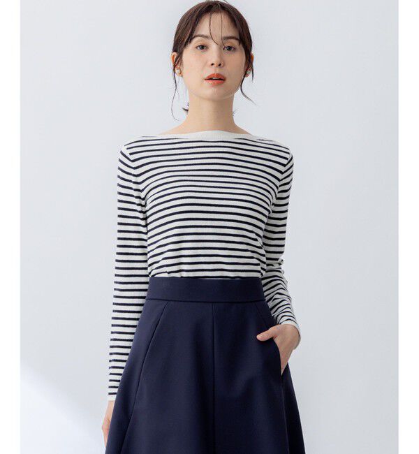 組曲「シルク混ニットロングＴシャツ」|ニット・セーター|アイボリー系1