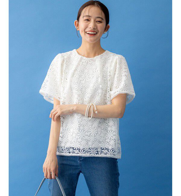組曲「フラワーレース ブラウス」|Tシャツ・カットソー|アイボリー系