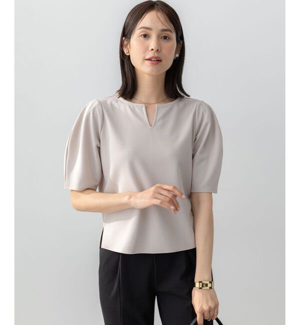 組曲「【WEB限定】ジョーゼットジャージーランタンスリーブ5分袖 ブラウス」|シャツ・ブラウス|ベージュ系