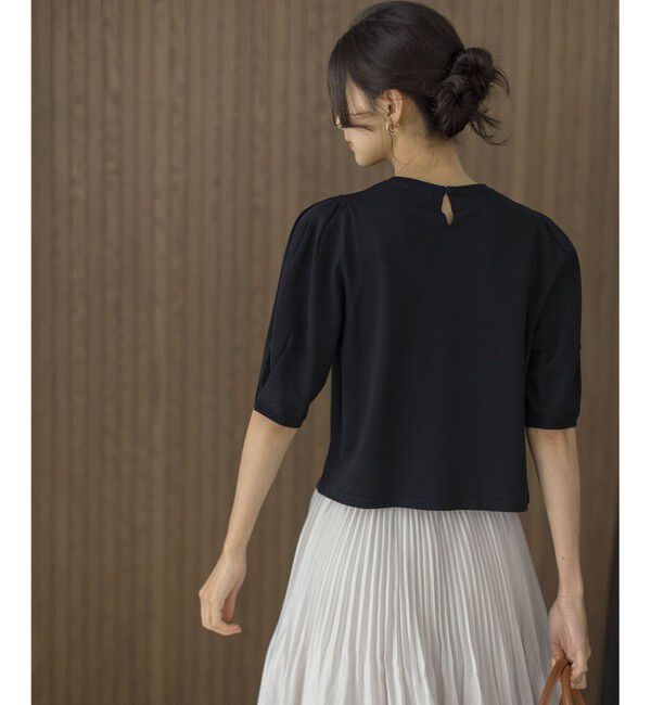 組曲「クルミボタン5分袖ニット」|ニット・セーター|