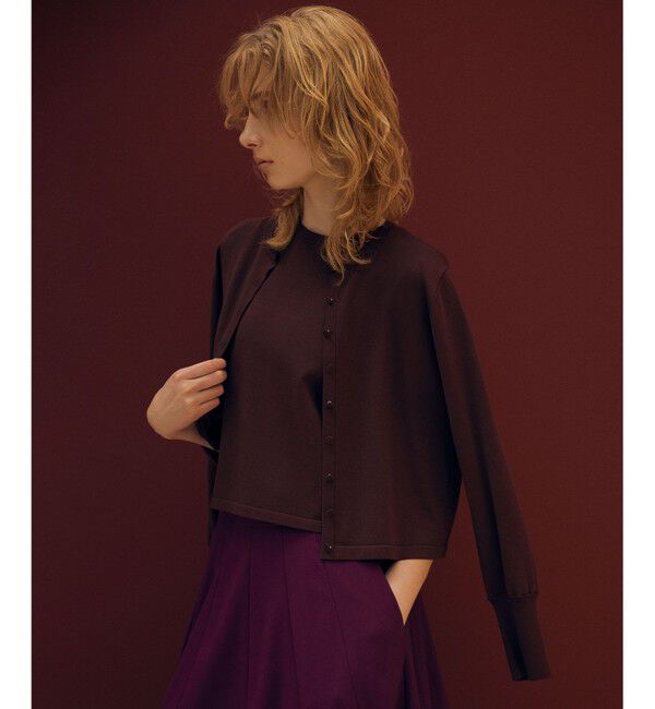 組曲「クルミボタン5分袖ニット」|ニット・セーター|ブラウン系