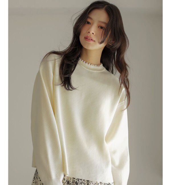 組曲「【WEB限定】パール釦畦ニット プルオーバー」|ニット・セーター|アイボリー系