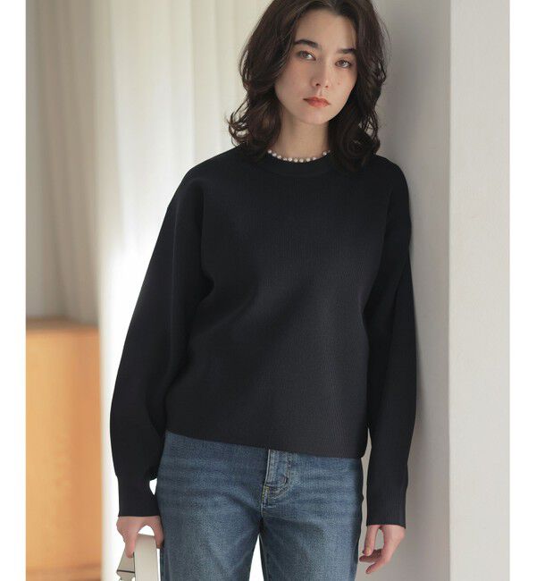 組曲「【WEB限定】パール釦畦ニット プルオーバー」|ニット・セーター|ネイビー系