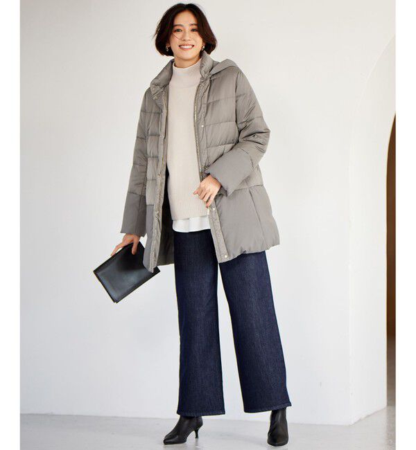 自由区「【撥水加工・洗える】ブライトダウンフード付き ダウンコート」|ダウン|