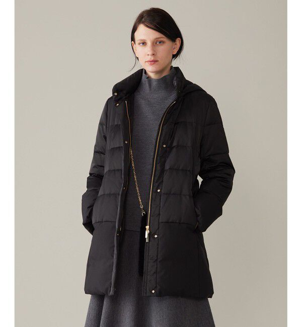 自由区「【撥水加工・洗える】ブライトダウンフード付き ダウンコート」|ダウン|ミッドナイト