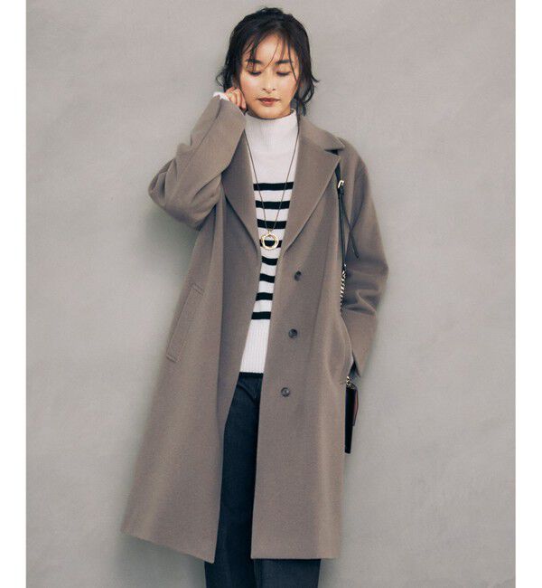 自由区「シャルムビーバーロング コート」|チェスターコート|カーキ系