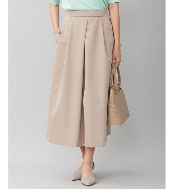 自由区「【洗える】タフタタック スカート」|スカート|ベージュ