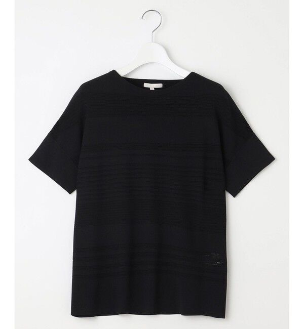 自由区「【UVカット・洗える】クレープストレッチボーダー ニット」|ニット・セーター|