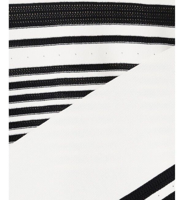 自由区「【UVカット・洗える】クレープストレッチボーダー ニット」|ニット・セーター|