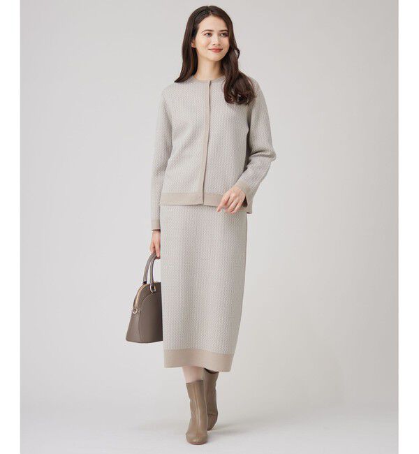 自由区「【洗える】リバーシブルニット セットアップ(カーディガン&times;タイトスカート)」|スーツ|
