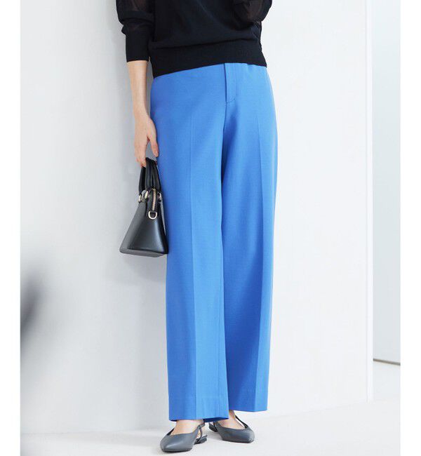 自由区「【洗える】ライトフィールジャージーワイドストレート パンツ」|その他|ブルー