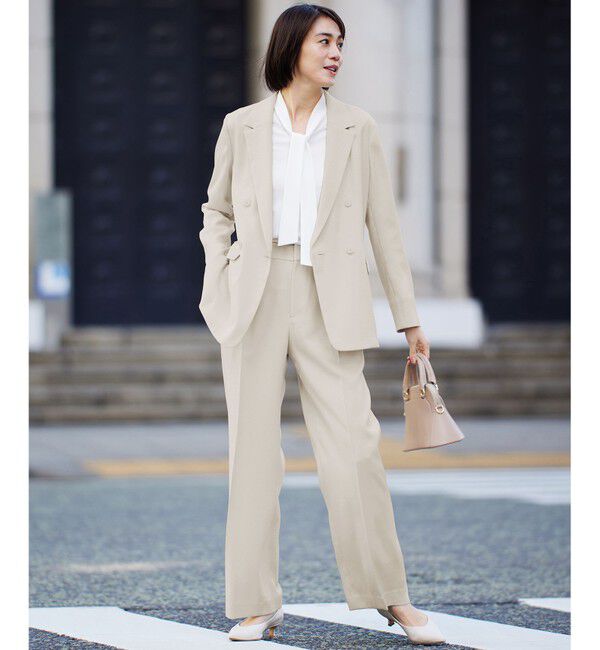 自由区「【SHIHOさん着用・セットアップ対応・接触冷感・洗える】リネンライクシンセティックテーラード ジャケット」|テーラードジャケット|